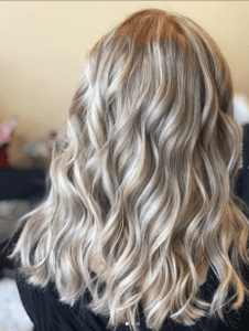 Mid length wavy blonde hair