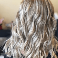 Mid length wavy blonde hair