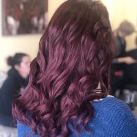 Wavy red colored hair